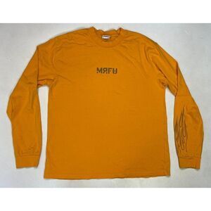 MRFU Flames Graphic T-shirt Men Large Orange Long Sleeve
